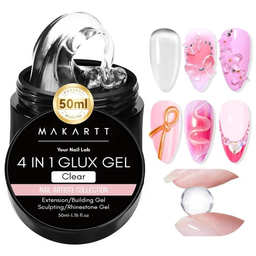 Vista 20 de Makartt Arte de uñas de gel 3D: 4 en 1 constructor de gel sólido transparente para extensión, pegamento de uñas UV para uñas acrílicas, diamantes