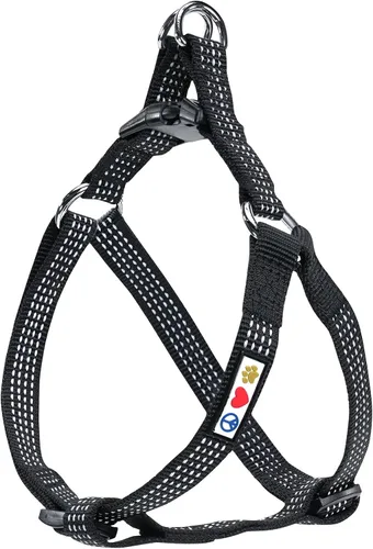 Vista 28 de Pawtitas Arnés Sólido Step-in para Perro – Chaleco Ajustable Sin Tirones para Cachorros hasta Seniors, Seguro y Cómodo XS Negro