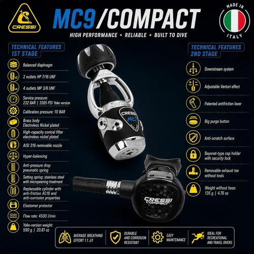 Vista 4 de Cressi Travelight - Paquete de buceo de 15 libras para computadora de buceo, bolsa regular de buceo GupG y antorcha de buceo Kraken
