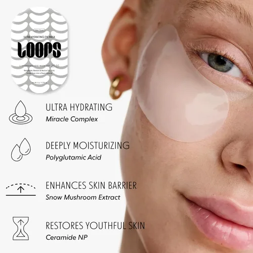 Vista 2 de LOOPS Bright Eyes Trio - Mascarillas hidratantes para ojos, paquete de 3, hiperojos, reinicio semanal, nube de rocío, hidrata, rejuvenece y restaura
