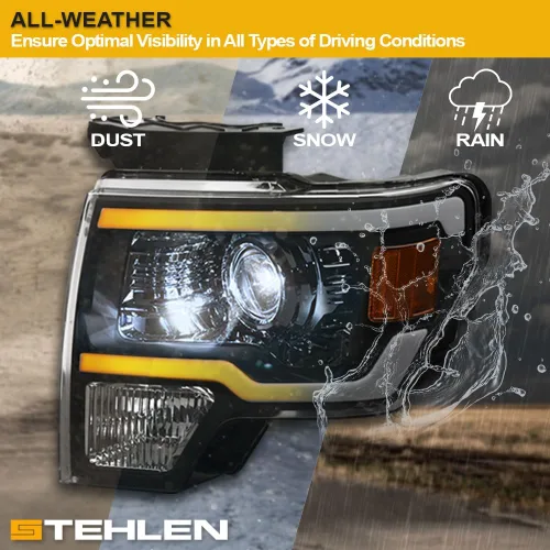 Vista 8 de Stehlen 642167826446 Compatible con Ford F150 Switchback 2009-2014 - Barra secuencial de tira de luces LED con señal ámbar, color negro