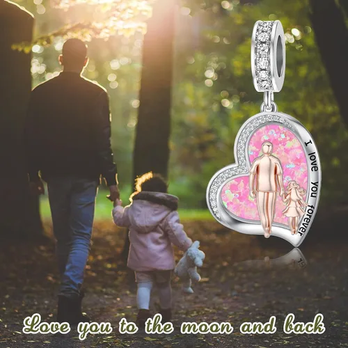 Vista 8 de PROESS Dije para padre, madre e hija, pulsera de plata de ley para pulseras, regalos de cumpleaños, día de San Valentín, para hija, madre, amante