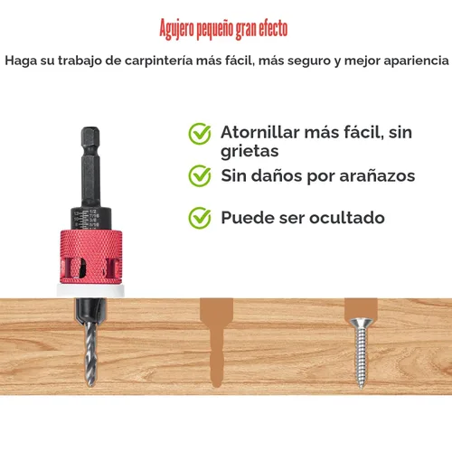 Vista 4 de Juego de 5 brocas avellanadoras con tope de profundidad de fricción baja, brocas HSS M2, cabeza cónica de 1/8 9/64 pulgadas 5/32 pulgadas +