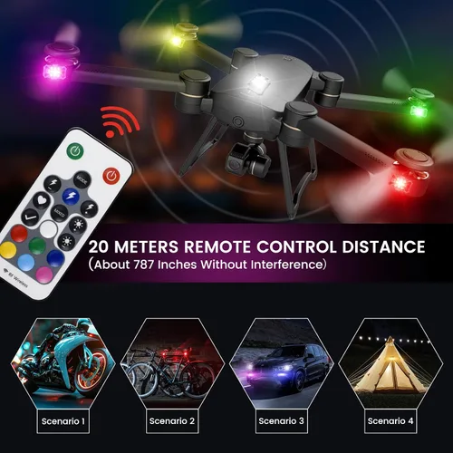 Vista 12 de 4 luces estroboscópicas LED inalámbricas mejoradas con control remoto, luces de advertencia de emergencia recargables por USB, luces LED