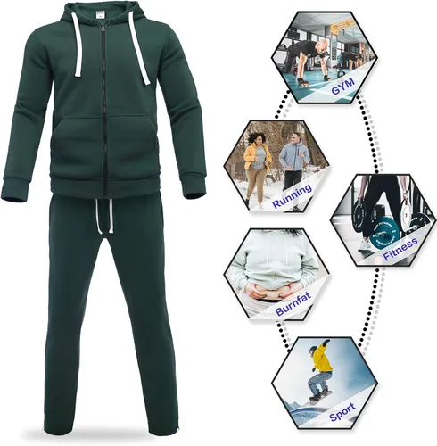 Vista 3 de Xmgelp Conjunto deportivo con capucha para hombre de 2 piezas, casual, con cierre completo