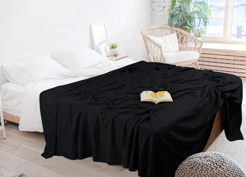 Vista 3 de Utopia Bedding - Manta térmica 100% algodón, color negro, tamaño Queen, 90 x 90 pulgadas Manta ligera y transpirable para primavera y verano