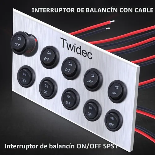 Vista 7 de Twidec Interruptor basculante redondo de 12 V de 12 V de encendido y apagado AC 6A/250 V 10 A/125 V SPST 2 pines 2 posiciones 12 voltios DC círculo