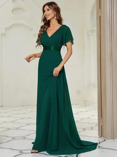 Vista 3 de Ever-Pretty 09890 - Vestido de noche de manga corta con cuello en V para mujer, longitud hasta el suelo, vestido ideal para madre de la novia