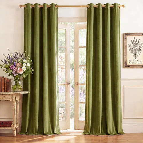 Vista 14 de StangH Cortinas de terciopelo gris de 84 pulgadas para oscurecer la habitación, con aislamiento térmico, cortinas gruesas y pesadas para sala