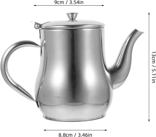 Vista 8 de Olla de aceite de acero inoxidable para jarabe, contenedor de grasa, contenedor de crema, dispensador de aceite con tapa, olla de aceite