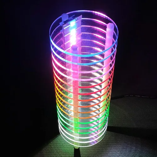 Vista 8 de Kit electrónico DIY de espectro de audio de 16 LED, micrófono incorporado para recopilar música (PP16-redondo)