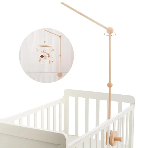Vista 8 de let's make Brazo móvil de madera con diseño de pájaro para cuna, soporte para móvil de bebé de 30 pulgadas, colgador de móvil para bebé, decoración
