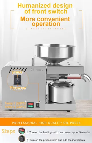 Vista 5 de CGOLDENWALL Máquina de prensa de aceite, extractor de aceite automático con doble control de temperatura, expulsor de aceite frío/caliente para uso