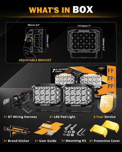 Vista 7 de Auxbeam 7x5 pulgadas LED Pod V-MAX Series 270° Shooter Offroad Ditch Light 7 x 5 pulgadas (cuadrado)