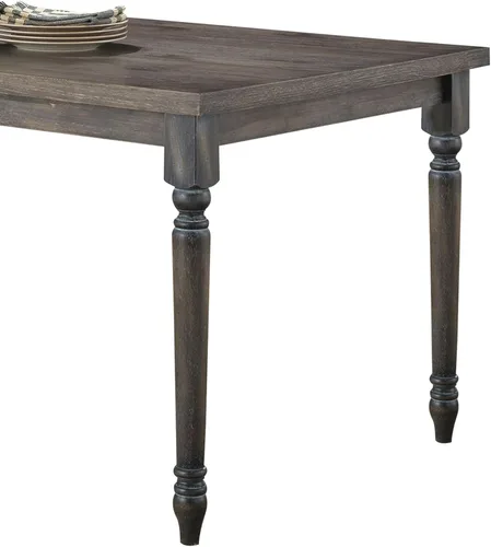 Vista 3 de Mesa de comedor gris desgastada con patas torneadas