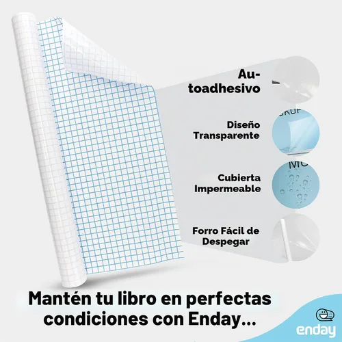 Vista 3 de Enday Papel de contacto transparente, 13.5 pulgadas x 5 pies, transparente autoadhesivo para libros y libros de texto para libros de texto y tapas