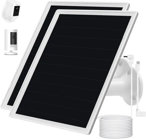 Vista 10 de Cargador de panel solar para cámara Ring, compatible con batería de cámara Ring Stick Up, batería de Ring Spotlight Plus/Pro, resistente al agua