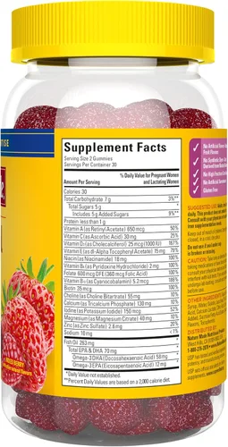 Vista 9 de Nature Made Gomitas prenatales con DHA y ácido fólico, suplemento vitamínico y mineral prenatal para apoyo nutricional diario, 60 gomitas