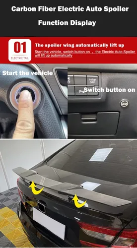 Vista 3 de Alerón Universal Eléctrico Retráctil con Sensor de Encendido - Despliegue/Retiro Automático para Tapa de Maletero, Compatible con Civic, Accord