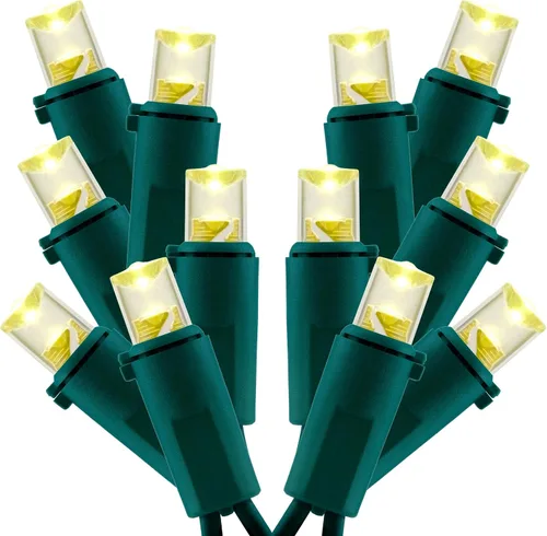 Vista 10 de Juego de 2 luces LED verdes de gran angular para Navidad, juego de 2 juegos de 100 luces LED de 0.197 in