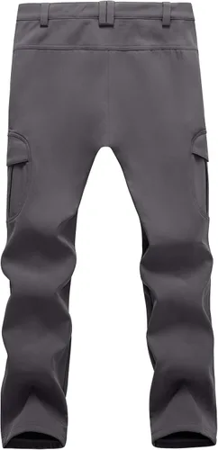 Vista 2 de MAGCOMSEN - Pantalones de invierno para hombre, impermeables, con forro polar pantalones tácticos softshell, para snowboard, esquí, con bolsillos