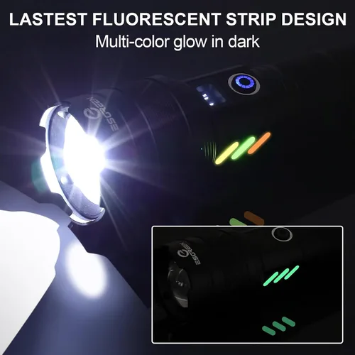 Vista 2 de Linternas recargables de 10000 lúmenes altos, largo alcance, 5000 pies, linterna LED súper brillante USB C, alta potencia, multifuncional