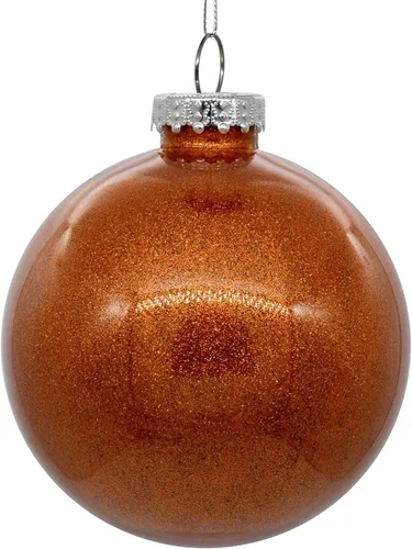 Vista 36 de Vickerman Adorno navideño de bola transparente de 3 pulgadas con interior de purpurina dorada antigua. Oro envejecido