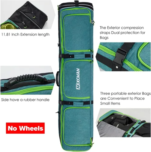 Vista 3 de XCMAN Bolsa acolchada de snowboard de longitud ajustable de 63 a 75 pulgadas, bolsa acolchada para viajes aéreos