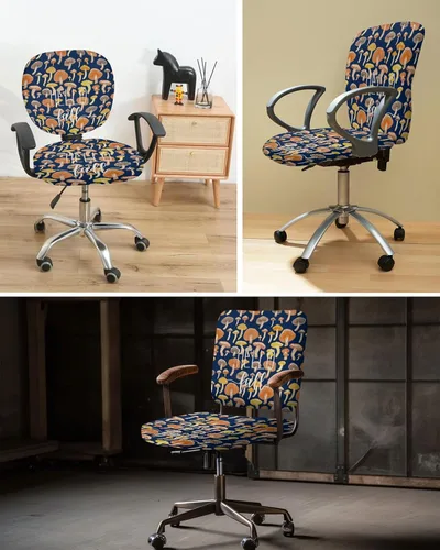 Vista 6 de Hello Fall - Funda elástica para silla de oficina, funda de asiento para silla de computadora, funda para respaldo, hongos de Acción de Gracias