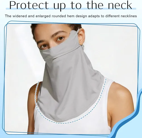 Vista 5 de 4 máscaras faciales de protección solar UV con cobertura para el cuello, bufanda, bufanda UPF50+, protector facial transpirable y refrescante