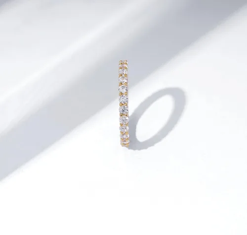 Vista 7 de Tienda Collection Platinum or Gold Plated Sterling Silver All-Around Band Ring set with Round Infinite Elements Cubic Zirconia