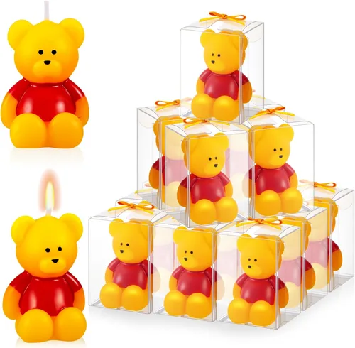 Vista 8 de 15 velas de oso para baby shower, regalos de fiesta de oso invitado, velas de baby shower, a granel para regalos decoraciones de fiesta (rosa, azul)