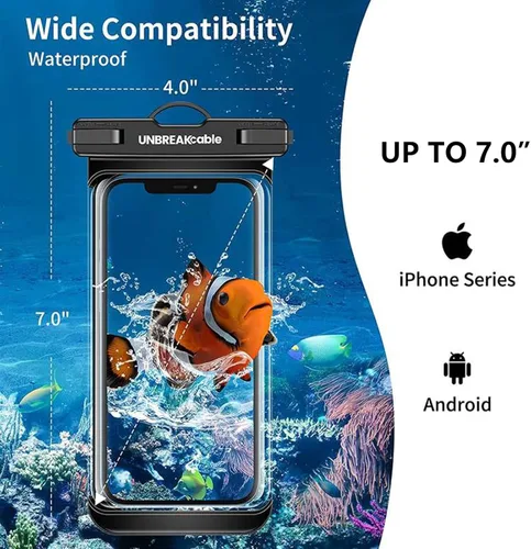 Vista 5 de UNBREAKcable Funda impermeable para teléfono, paquete de 2 fundas impermeables IPX8 para iPhone 17, 16, 15, 14, 13, 12 Pro Max, Samsung S25, S24