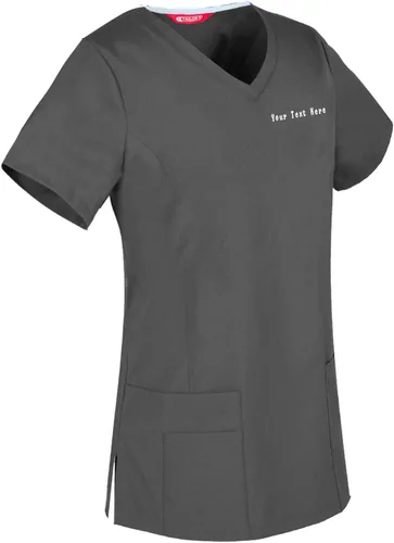 Vista 9 de Camiseta médica bordada para mujer personalizada con tu texto Manzana Verde (Apple Green)