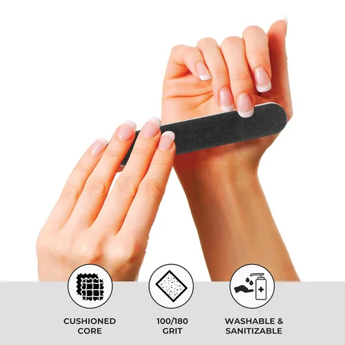 Vista 5 de ForPro Professional Collection Mini tablero de espuma, negro, grano 100/180, lima de uñas de manicura de doble cara, envuelta individualmente, 3.5