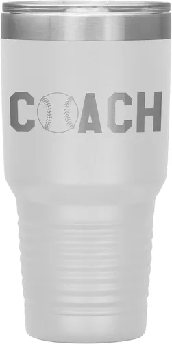 Vista 17 de Vaso de entrenador de béisbol, regalo de entrenador de béisbol, 30 onzas, con aislamiento, grabado de acero inoxidable, color negro
