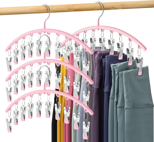 Vista 29 de Organizador de leggings para armario, perchas de metal para pantalones de yoga, 1 paquete con 10 clips con capacidad para 10 leggings, organizador