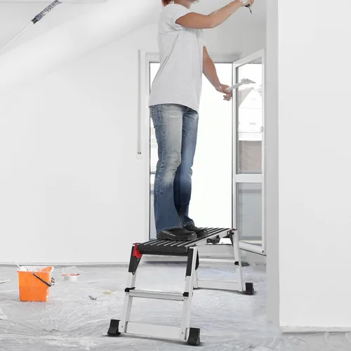 Vista 8 de VEVOR Plataforma de Trabajo Plegable, Escalera Taburete de Paneles de Yeso de Aluminio de 40x12x20 Pulgadas, Capacidad de Carga de 660 lbs Banco