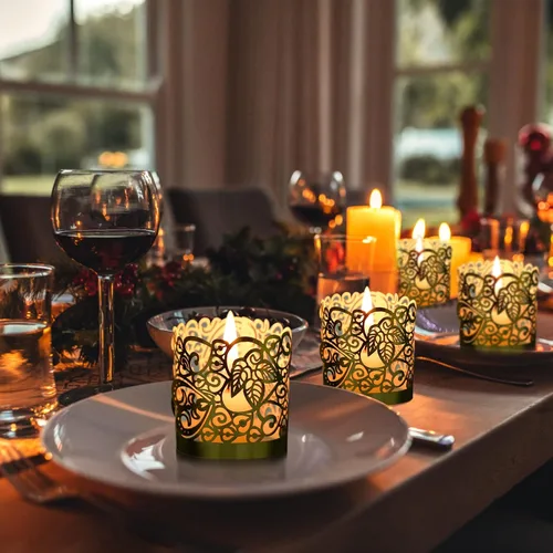 Vista 4 de LOVEINUSA 48 portavelas votivas, velas de té dorado, hada de velas