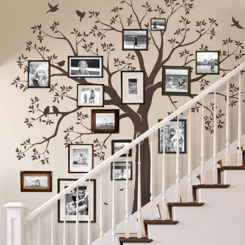 Vista 6 de Vinilo decorativo para pared de árbol genealógico de escalera (negro, tamaño pequeño: 92 pulgadas de ancho x 88 pulgadas de alto) Simple Shapes ®