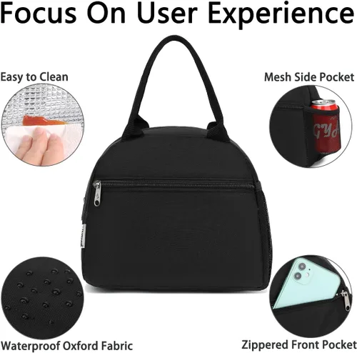 Vista 4 de GYEUKHAM - Bolsa de almuerzo para mujeres, fiambrera para hombres adultos y niños niñas, pequeña y linda, con gran capacidad, bolsa de almuerzo