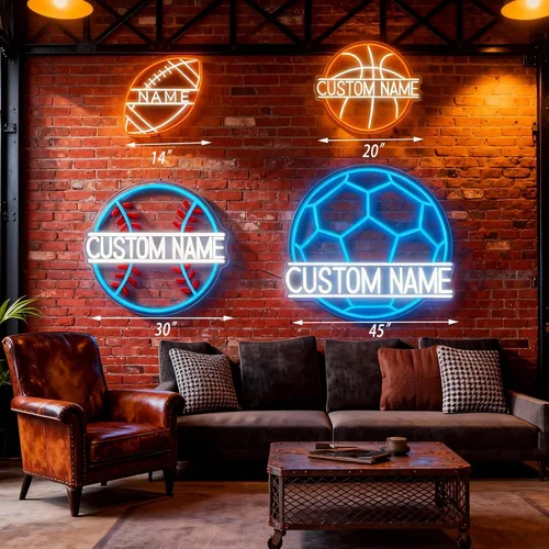 Vista 6 de Letrero de neón de fútbol personalizado, luz de neón de fútbol, luz LED personalizable para deportes para regalos de jugadores de baloncesto