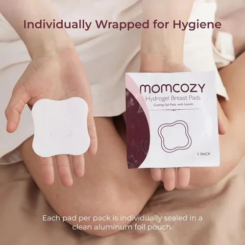 Vista 4 de Momcozy Almohadillas de hidrogel para pezones con lanolina calmante, las almohadillas de lactancia de gel Soothies proporcionan alivio instantáneo