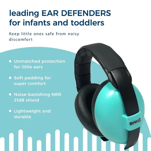 Vista 3 de BANZ Bubzee Audífonos para Bebé para Protección contra el Ruido - Orejeras para Bebé, Recién Nacido, Infante y Niño Pequeño, 0 a 36 Meses