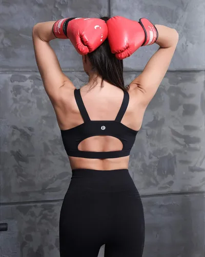 Vista 4 de RUNNING GIRL - Brasier deportivo de alto impacto para mujer, brasier de espalda cruzada, brasier de entrenamiento, brasier de yoga de línea larga