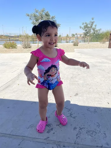 Vista 3 de Encanto Mirabel - Traje de baño de una pieza con volantes para niñas pequeñas 3-6 años