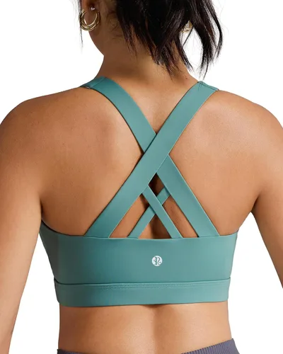 Vista 15 de RUNNING GIRL - Sujetadores deportivos para mujer, sujetadores deportivos con tiras acolchadas y espalda cruzada de apoyo medio con copas extraíbles