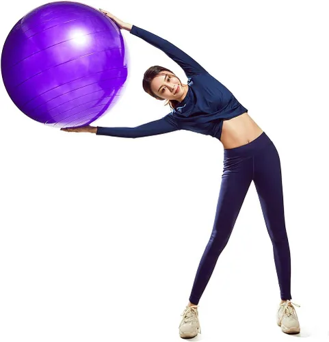 Vista 4 de Fullgaden Pelota de ejercicio (21.7-29.9 pulgadas) con bomba de pie rápida, grado profesional, antiestallidos y antideslizante, equilibrio