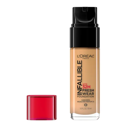Vista 20 de L'Oreal Paris Maquillaje Infallible - Base ligera de maquillaje resistente hasta 32 horas, tono 390 Rosa Perla, 1 fl oz, el empaque puede variar