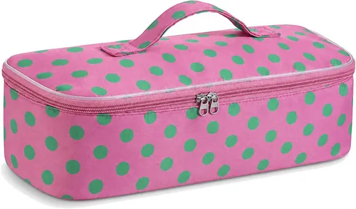 Vista 9 de Elegante bolsa de viaje para herramientas para el cabello con asa para Raya azul claro y rosa